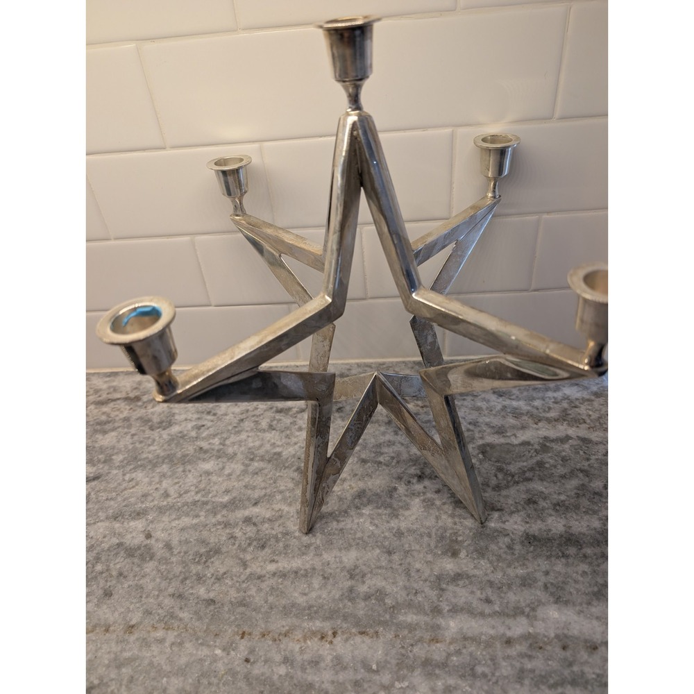 VTG‎ Restoration Hardware Star Silver Plated Candelabra, Made In India